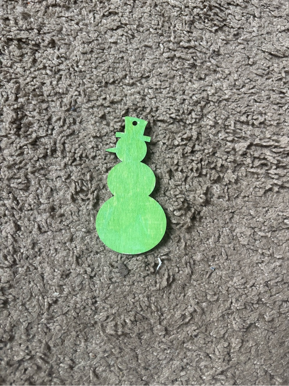 Handpainted Green Wooden Snowman Ornament - Holiday Decoration